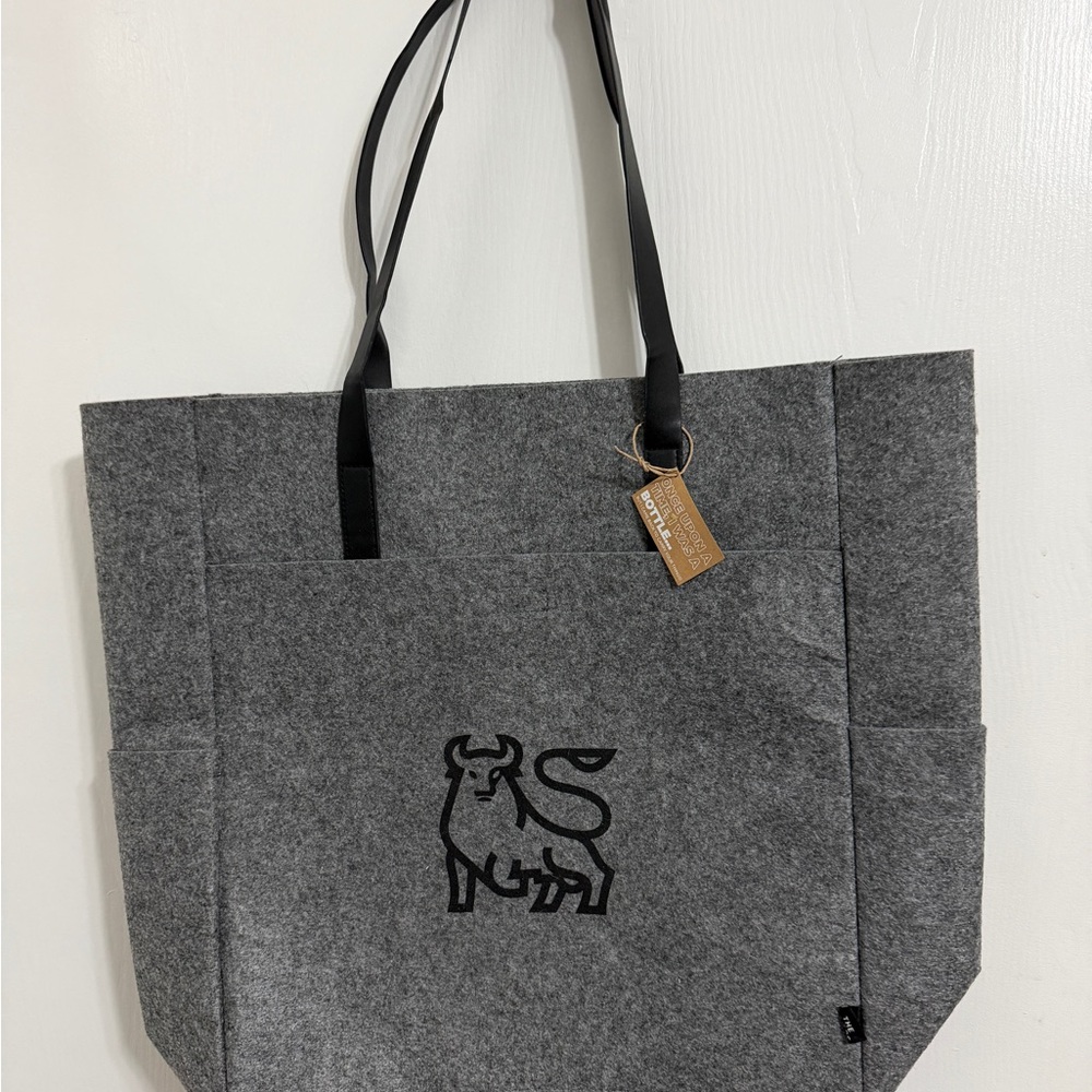 Gray Felt Tote Bag with Merrill Lynch Bull Logo